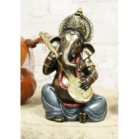 Ebros Celebration of Life and Arts Lord Ganesha Playing Instrument Statue 6.75"H
