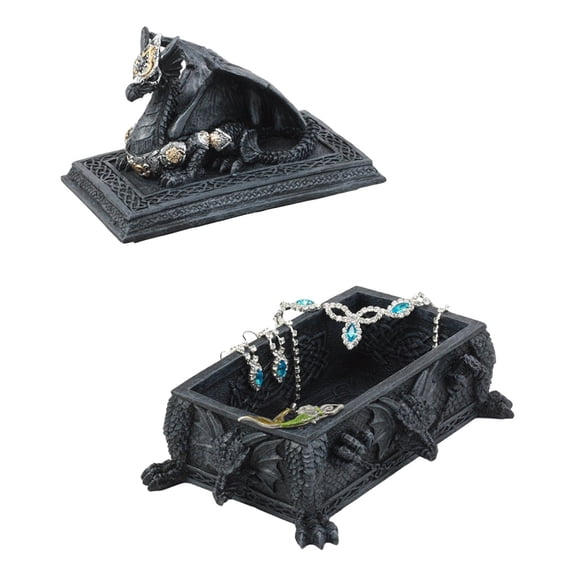 Ebros Celtic Knotwork Alchemy Dragon Guarding The Saint George Tomb Decorative Box 7"L