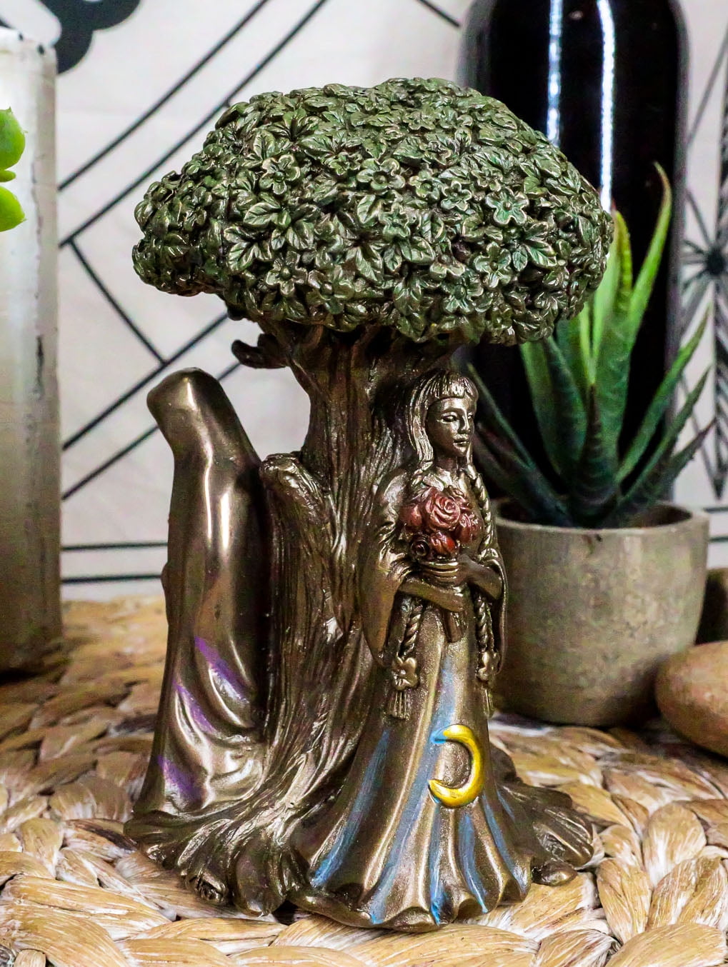 Triple Goddess Resin Statue with Tree of Life, 5.5 Inches