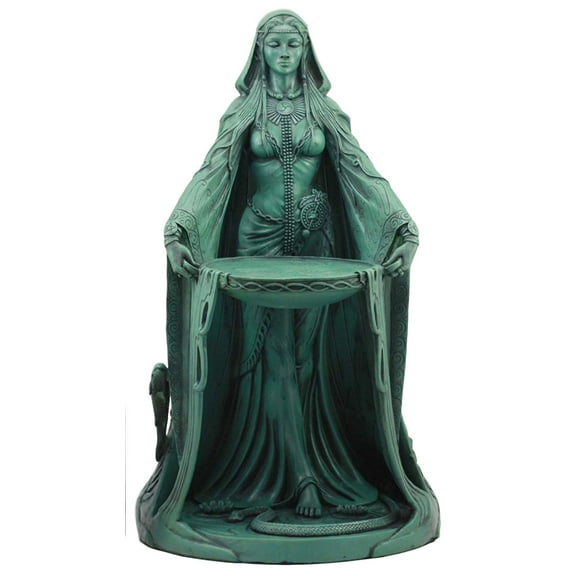 Ebros Celtic Triple Goddess Danu Statue 16"Tall Maxine Miller Statue Patroness Cycle of Life Death and Rebirth (Verdi Green)