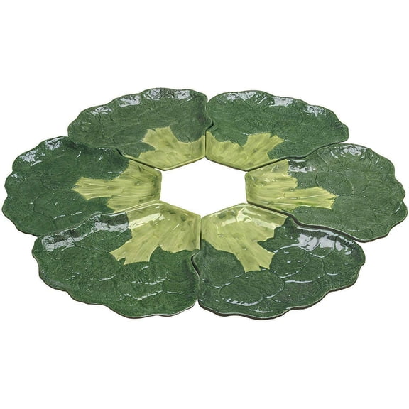 Ebros Ceramic Broccoli Steak Shaped Serving Plates or Dish Platters Set Of 6