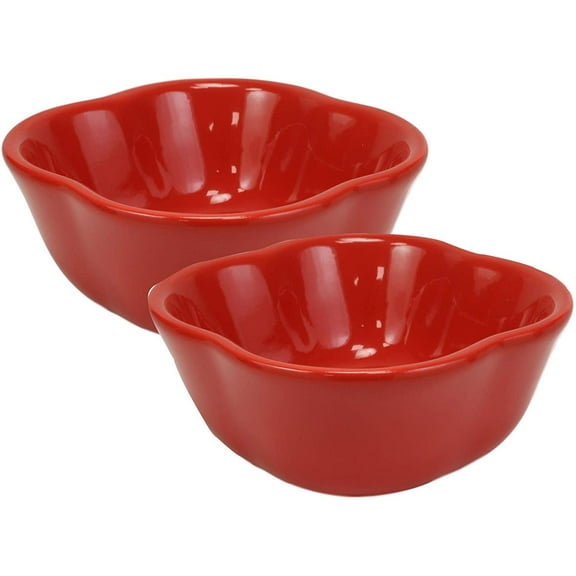 Ebros Ceramic Red Bell Pepper Vegetable 12oz Bowl Condiments Container SET OF 2