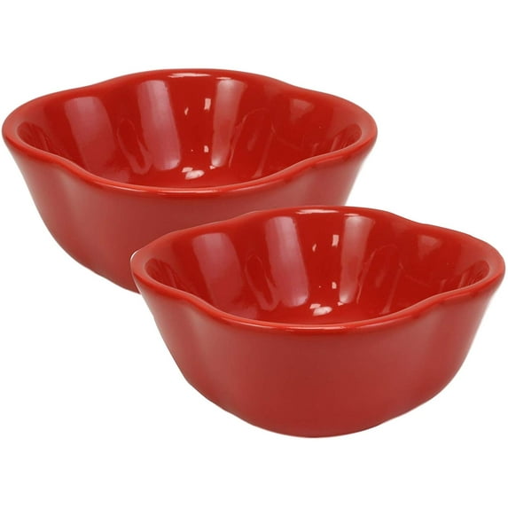 Ebros Ceramic Red Bell Pepper Vegetable 12oz Bowl Condiments Container SET OF 2