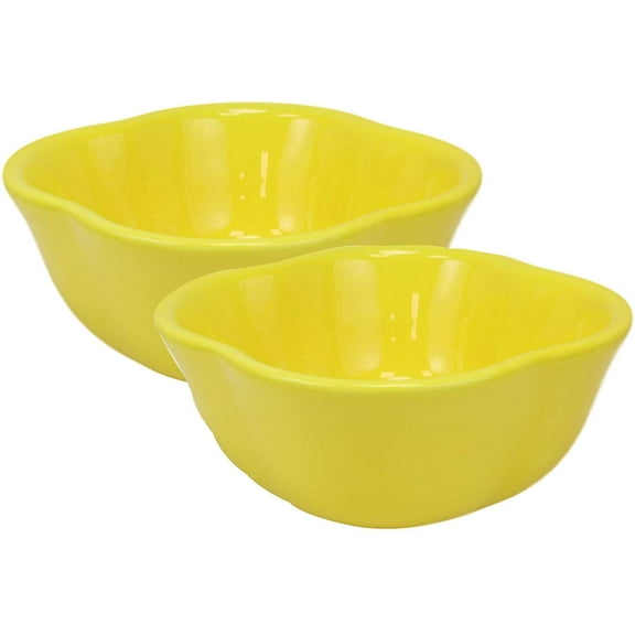 Ebros Ceramic Yellow Bell Pepper 12oz Bowl Condiments Container SET OF 2