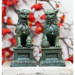 Ebros Chinese Forbidden Palace Guardian Pair Fu Foo Dogs Lions Figurine Bookends