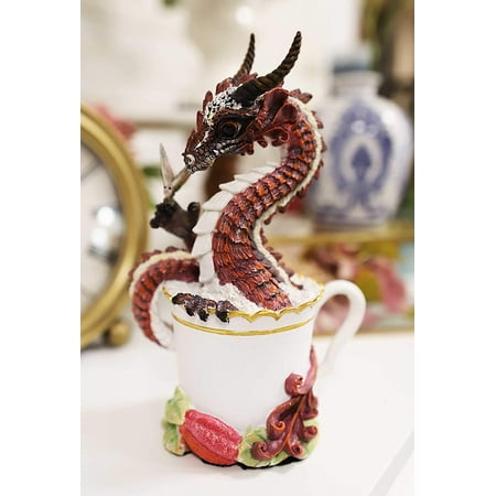 Ebros Cocoa Dragon Drunken Beverage Spirit Drinks and Dragons Statue 7.75" Tall