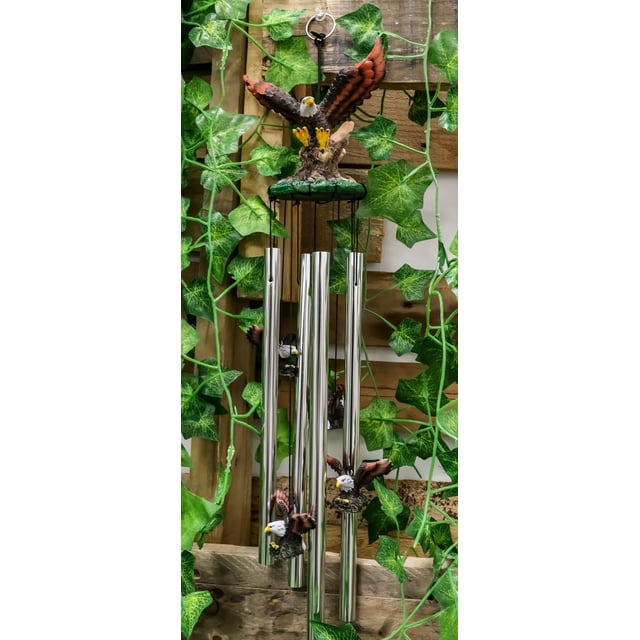 Ebros Colorful American Bald Eagle Spreading Out Its Wings Relaxing Wind Chime