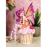 Ebros Colorful Amy Brown Pink Cherry Cupcake Fairy Statue Sweet Tooth Collection