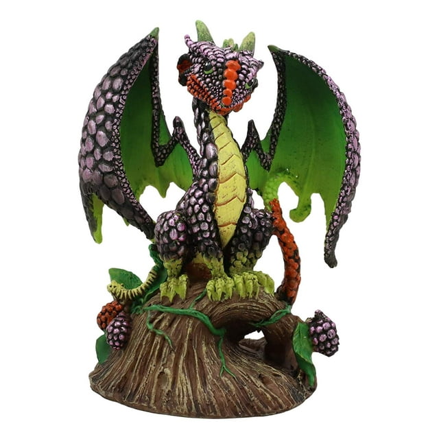Ebros Colorful Fairy Garden Fruits And Berries Green Blackberry Dragon Statue
