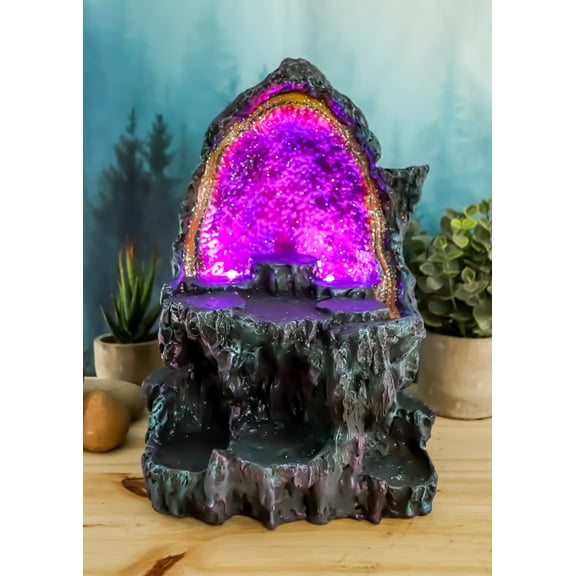 Ebros Crystal Cave Geode with Color Changing LED Light Display Statue 10.5" H
