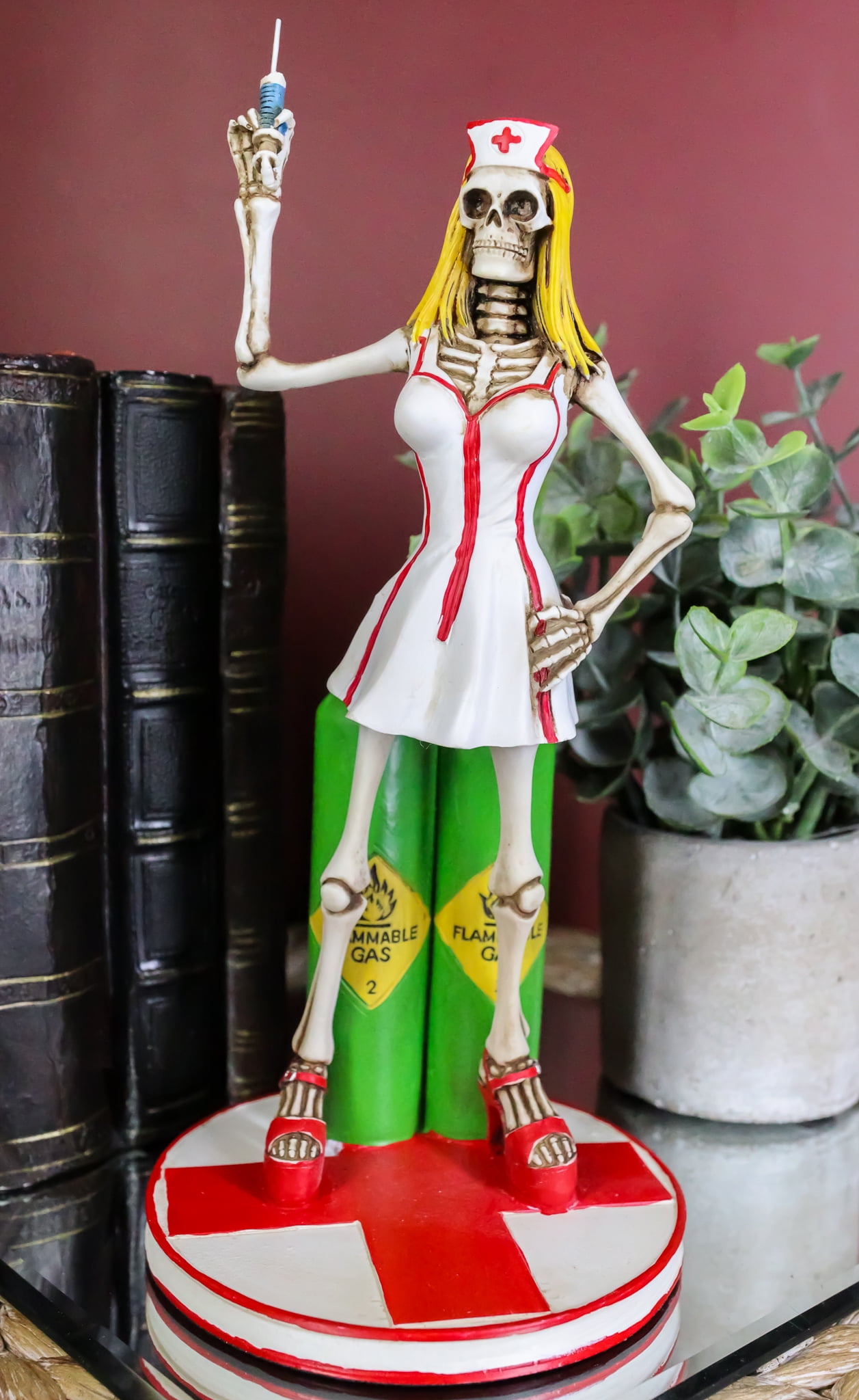 Ebros Day Of The Dead Sexy Vixen Skeleton Physician Nurse Holding Syringe Statue