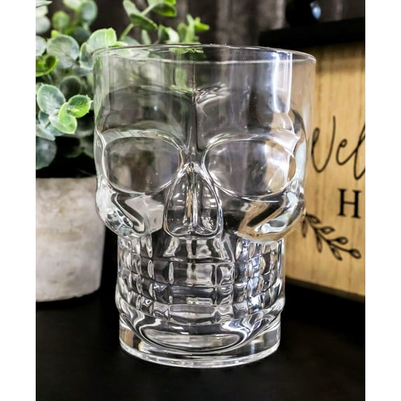 Ebros Day of The Dead Grinning Skull Cranium Novelty Glass Mug W/ Bone Handle
