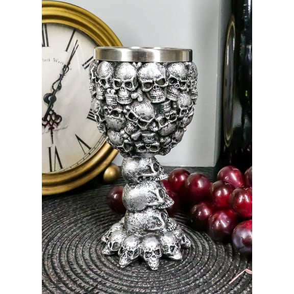 Ebros Day of The Dead Stacked Skulls Small Wine Goblet Or Shot Glass Chalice 3oz