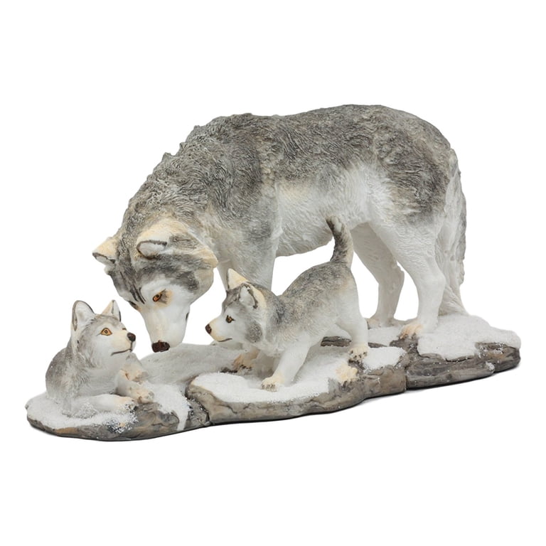 Ebros Denizens Of Twilight Large Snow Wolf Family Statue 9.75