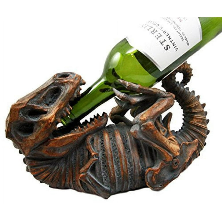 Ebros Dinosaur T-Rex Skeleton Rusted Fossil Long Wine Bottle