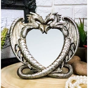 Ebros Double Guardian Lover Dragons Heart Small Vanity Dresser Table Wall Mirror