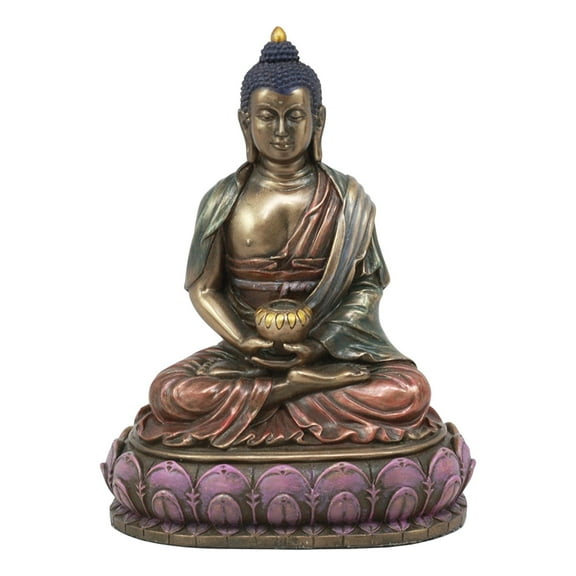 Ebros Eastern Enlightenment Meditating Buddha Shakyamuni On Lotus Throne Altar Statue 6" Tall Tibetan Buddhism Amitabha Figurine