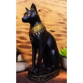 Ebros Egyptian Cat Goddess Bastet Seated With Hieroglyphs Base Figurine