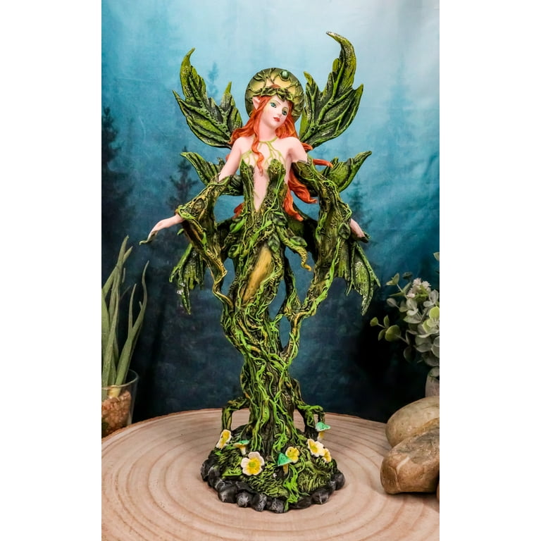 Ebros Elemental Earth Gaia Forest Green Fairy Statue Decorative