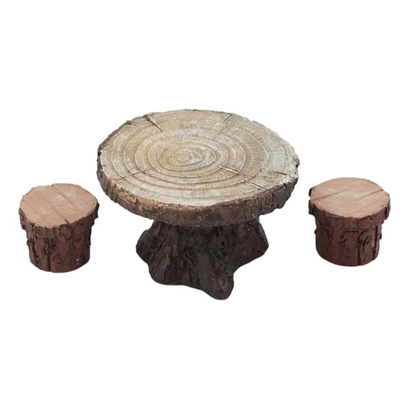 Ebros Enchanted Fairy Garden Miniature Tree Stump Table And 2 Stool Chairs Statues Cottage Garden Mini Figurines Set Whimsical Gardens Do It Yourself Ideas For Your Home
