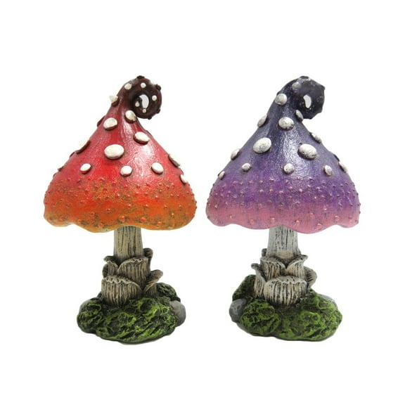 Ebros Enchanted Garden Decorative Mushrooms Set of 2 Mini Fairy Garden Decorative Accessory 4.75 inch Tall