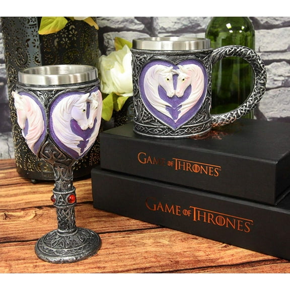 Ebros Everlasting Love Unicorn Valentines Couple Wine Goblet And Mug Set Of 2