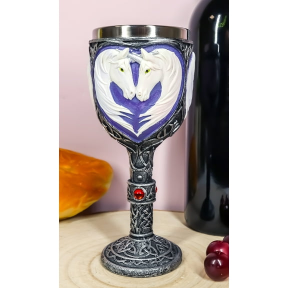 Ebros Everlasting Love Unicorn Valentines Couple Wine Goblet Chalice 7.25"H