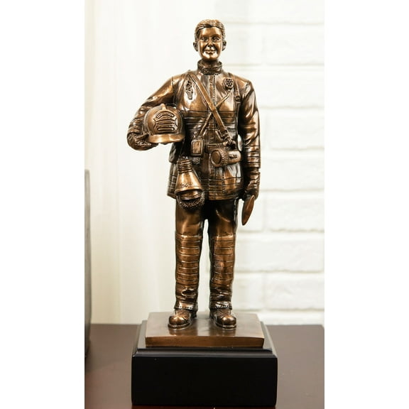 Ebros Fire Fighter Civil Service Firewoman W/ Helmet & Axe On Trophy Base Statue