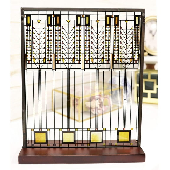 Ebros Frank Lloyd Wright Tree of Life Stained Glass 11.5" x 9.5" Desktop Plaque
