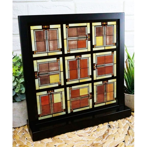 Ebros Frank Lloyd Wright Unity Temple Skylight Stained Glass Art Desktop Plaque