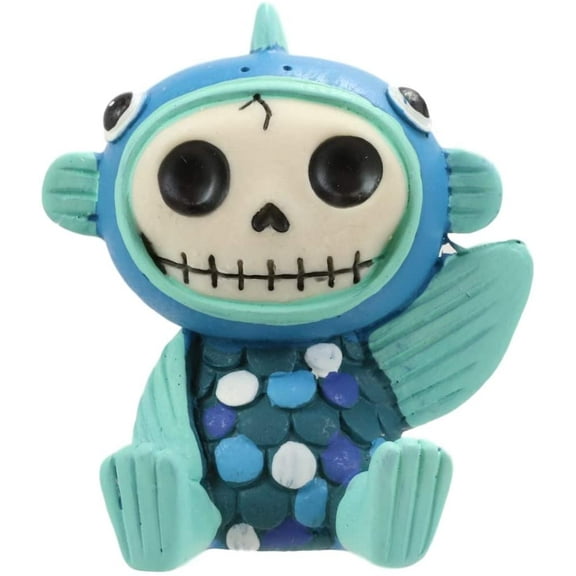 Ebros Furry Bones Aqueon Flapper Fish Costume Skeleton Monster Figurine 3"H