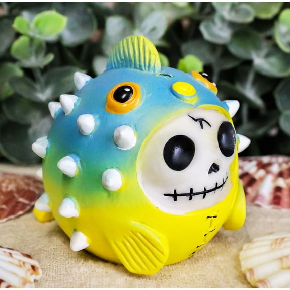 Ebros Furry Bones Puffington The Fugu Pufferfish Skeleton Figurine 2" H