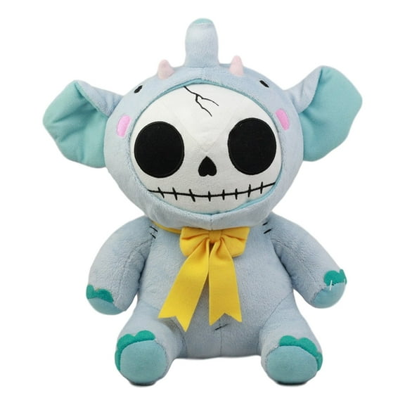 Ebros Furry Bones Skeleton Elefun The Elephant With Yellow Bow Tie Plush Toy Doll Collectible