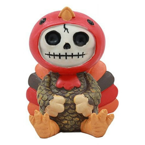 Ebros Furry Bones Thanksgiving Turkey Gobbler Costumed Skeleton Figurine 2.75" Tall Small Furrybones Pumpkin Halloween Turkey Collectible Sculpture