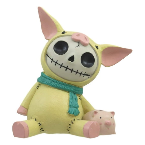Ebros Furrybones Piggy Voodoo Skeleton Small Money Bank Statue 5.5"Tall Furry Bones Pig with Pink Piglet Coin Savings Bank for Adults Kids As Collectible Or Decor Figurine
