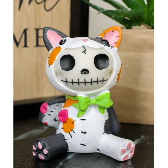 Ebros Furrybones Stitched Doll Calico Cat Skeleton Figurine 3"H Cat Mao Mao