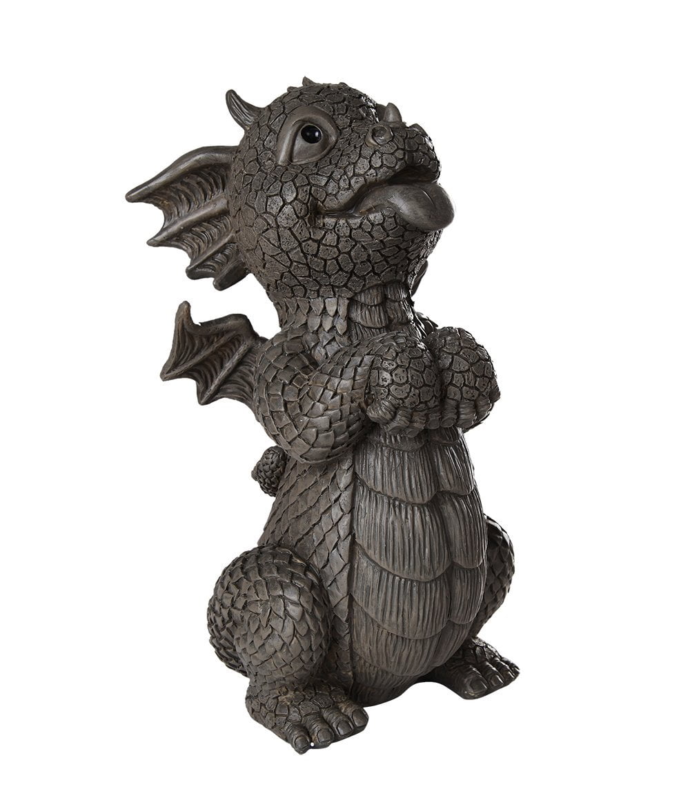 Ebros Garden Dragon Good Dragon Panting Dragon Garden Display Decorative Accent Sculpture Stone Finish 10 Inch Tall