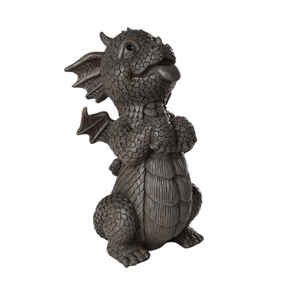 Ebros Garden Dragon Good Dragon Panting Dragon Garden Display Decorative Accent Sculpture Stone Finish 10 Inch Tall