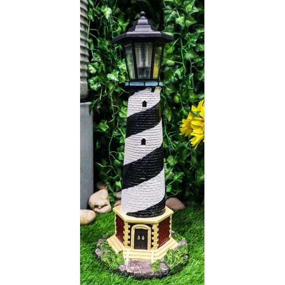 Ebros Gift 20.5" Cape Hatteras Lighthouse Nautical Garden Statue, Solar Lantern LED
