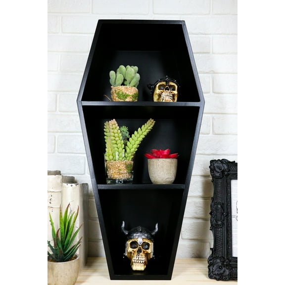 Ebros Gift 4.75 x 19.5 Black Coffin Floating Shelf