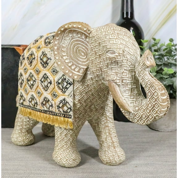 Ebros Gift 6.25" Noble Elephant with Trunk Garden Statues, Decorative