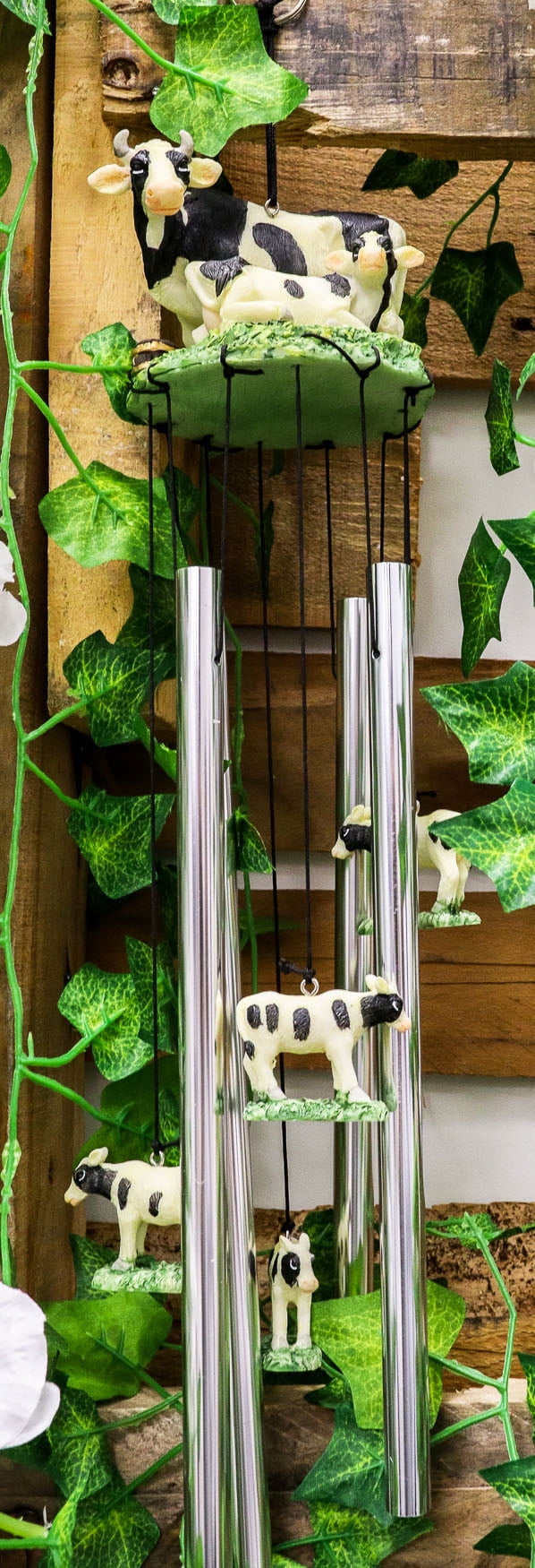Ebros Gift Bovine Holstein Cow and Baby Calf Family Resonant Relaxing Wind Chime