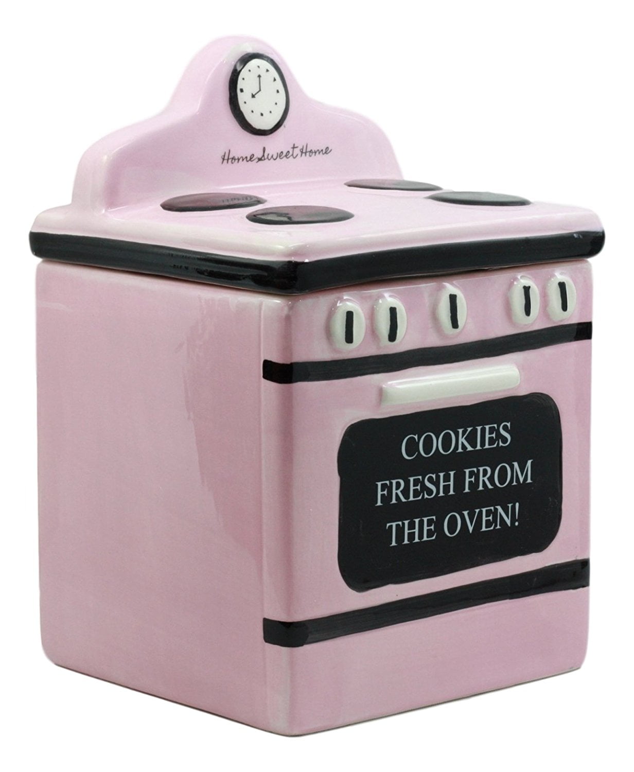 Ebros Gift "Cookies Fresh From Oven" Ceramic Vintage Pink Oven Cookie Jar with Seal Tight Lid Decorative 7.25" Tall Kitchen Accessory Figurine - Walmart.com