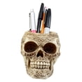 thumbnail image 1 of Ebros Gift Day Of The Dead Celtic Tribal Tattoo Skull Pen Holder Figurine 4.5"L Office Desktop Ossuary Skull Head Stationery Holder, 1 of 5
