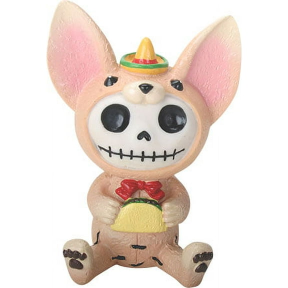 Ebros Gift Furrybones Taco Figurine Hooded Skeleton Monster with Sombrero Eating Taco Collectible Sculpture Decorative