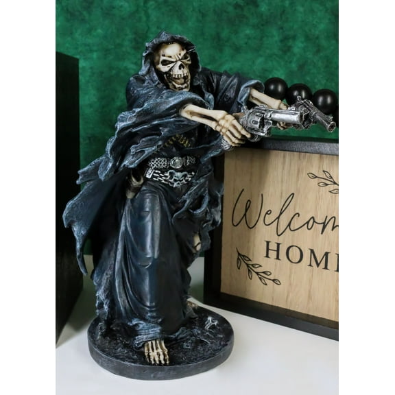 Ebros Gift Gothic Grim Reaper Skeleton Assassin with Dual Pistols Figurine 9" H