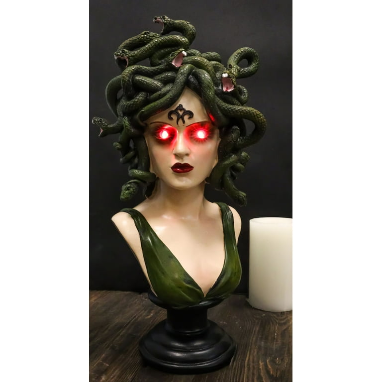 Ebros Gift Greek Goddess Medusa 14.75 inch Garden Statue Led