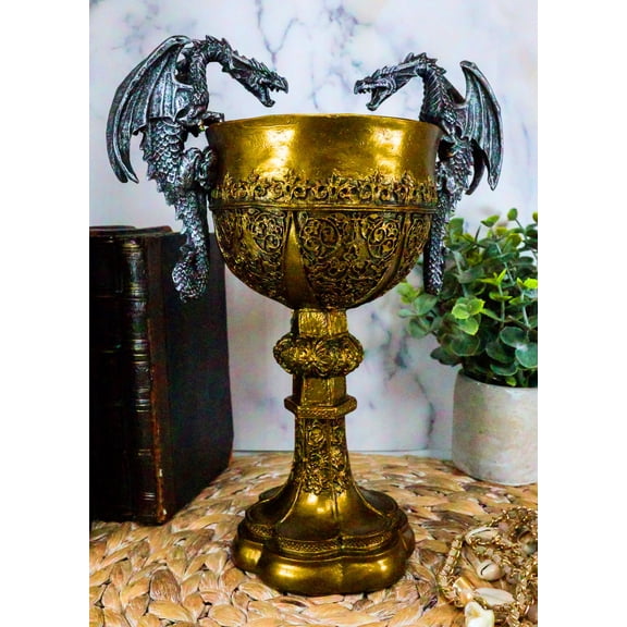 Ebros Gift Large Royal King Arthur Pendragon Dual Dragon Handles Medieval 10.5"H