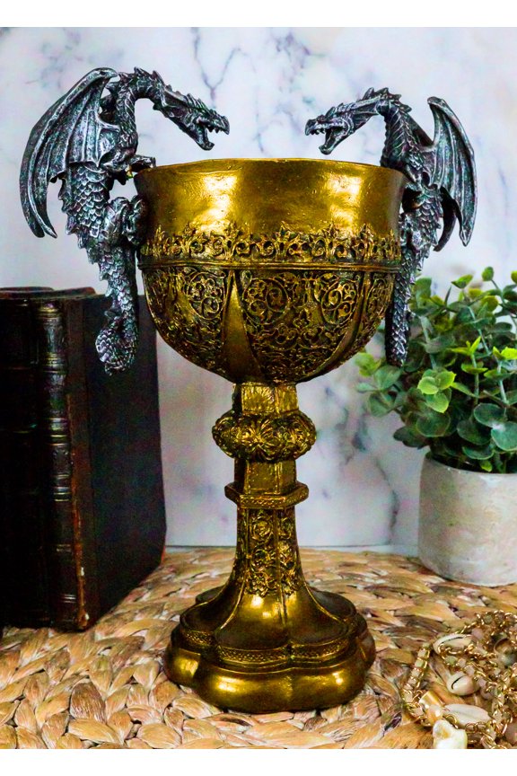 Large Royal King Arthur Pendragon Dual Dragon Handles Medieval 10.5"H