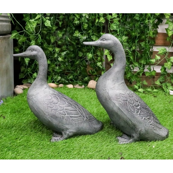 Ebros Gift Large Verdi Green Aluminum Two Lover Pond Ducks Garden Statue Set